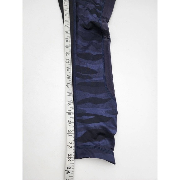 Lululemon Seek The Heat Crop Leggings Size 6 Blue Camo Luxtreme Mesh Gym Crops - Picture 9 of 11